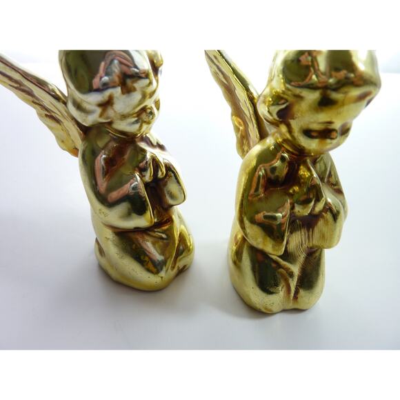 Vintage Gold Luster Ceramic Praying Angels Japan Very Good - Picture 5 of 5